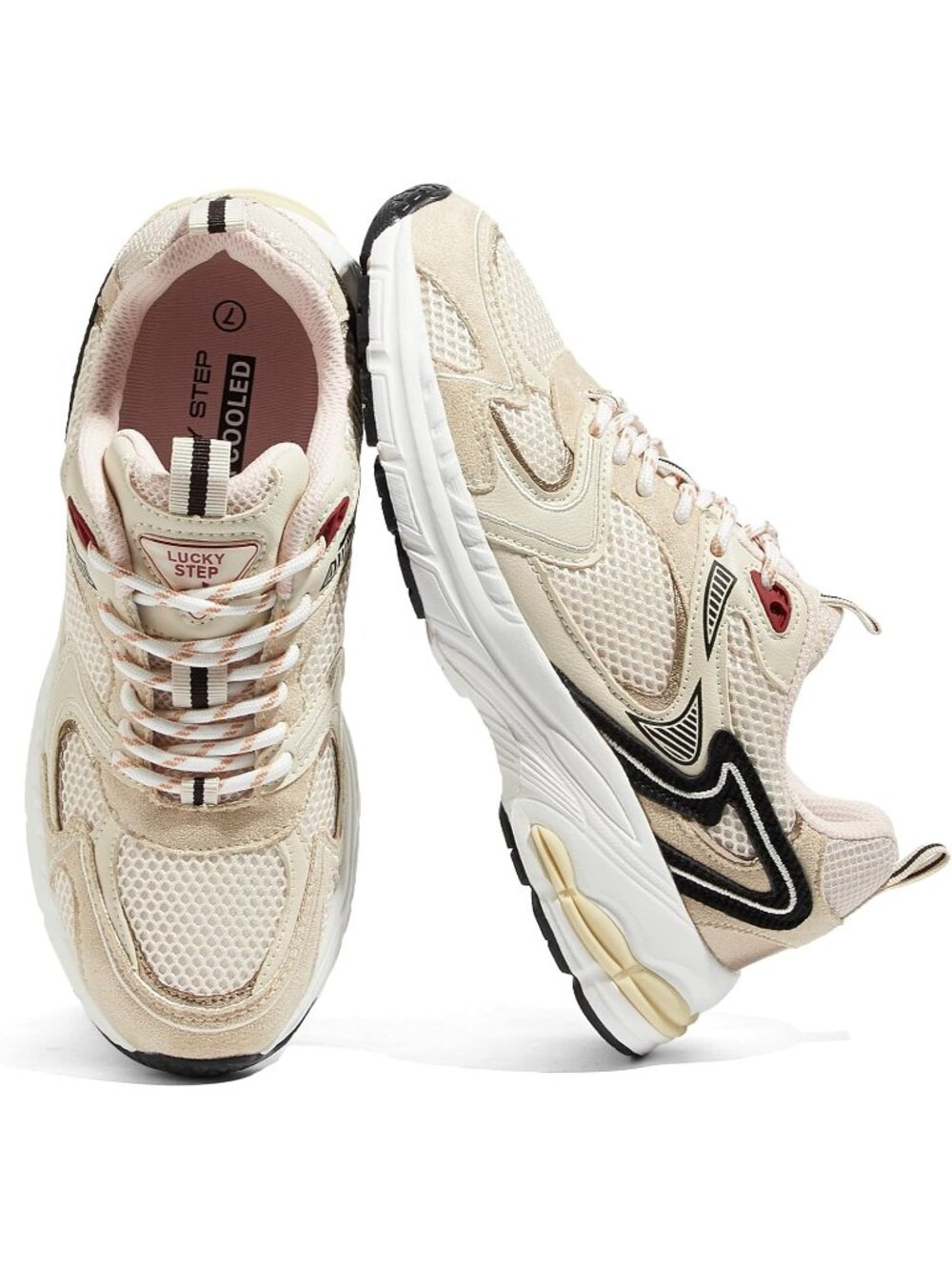 Women's Beige Chunky Mesh Sneakers Casual Athletic Tennis Walking Shoes